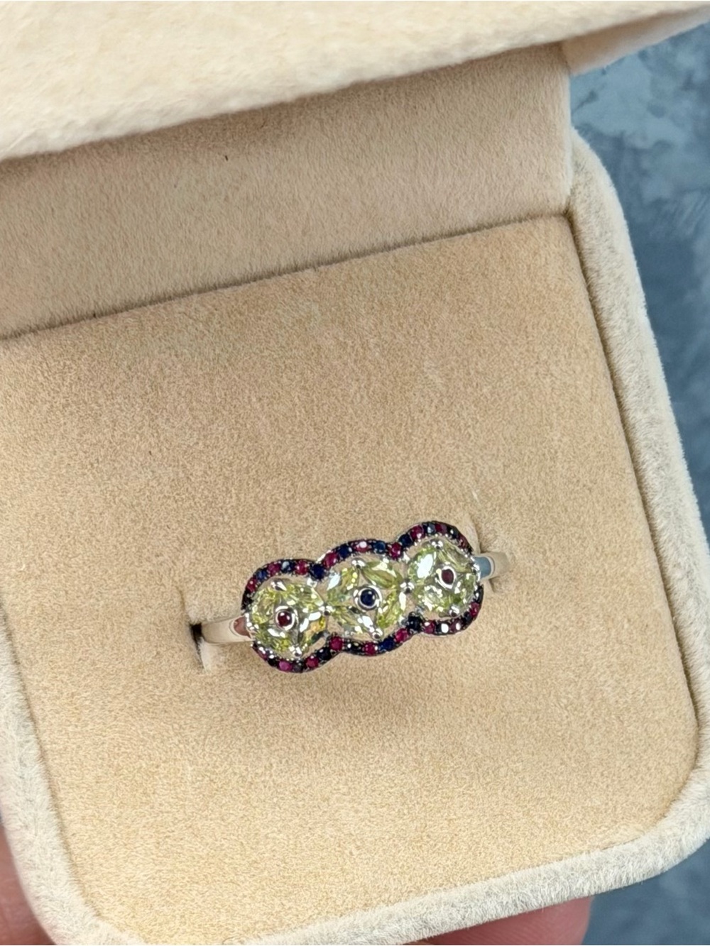 Natural Yellow & Blue Ceylon Sapphire w/ Ruby in 925 Sterling Silver Ring - Picture 6 of 13